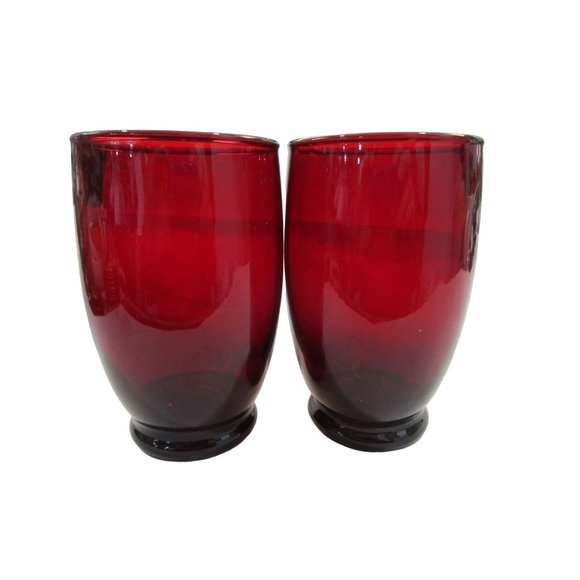 Baltic Anchor Hocking Ruby Red Footed Small Barrel Shaped Tumbler Unmarked EUC - Picture 4 of 10